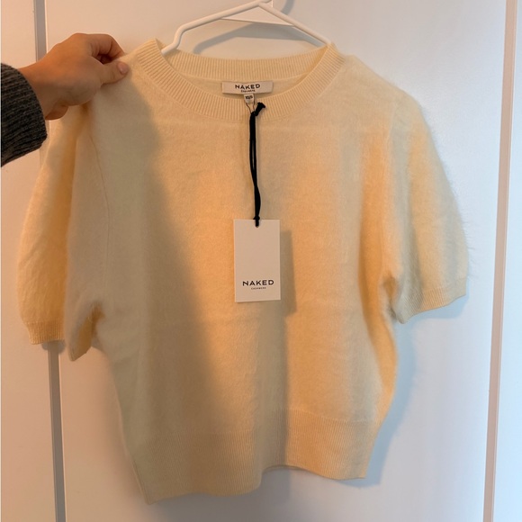 100% Cashmere Cream Short Sleeve Sweater